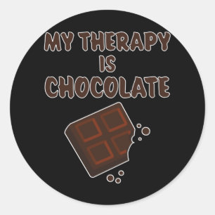 Chocolate Therapy lustiges Sprichwort Schokolade G Runder Aufkleber