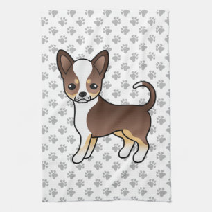 Chocolate Tricolor Glatthaar Chihuahua & Pfoten Geschirrtuch