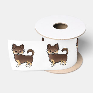 Chocolate und brauner Langhaar Chihuahua Hund Satinband