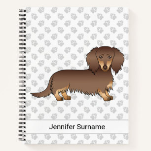 Chocolate- und Lohfarbener Langhaar-Dachshund Hund Notizbuch