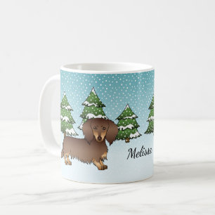 Chocolate- und Lohfarbener Langhaar-Dachshund Wint Kaffeetasse