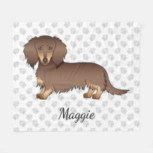 Chocolate- und Lohfarbener Langhaardackel Hund & P Fleecedecke