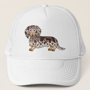 Chocolate und Tan Dapple Langhaar Dachshund Hund Truckerkappe
