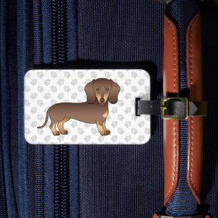 Chocolate und Tan Kurzhaar-Dachshund & Pfoten Gepäckanhänger