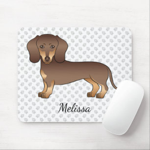 Chocolate und Tan Kurzhaar-Dackel & Name Mousepad