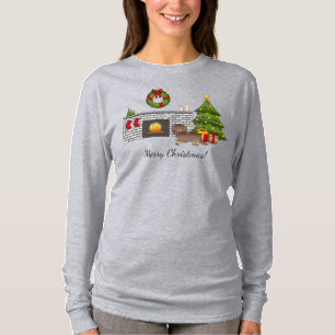 Chocolate- und Tannbraun-langhaariger Dachshund im T-Shirt
