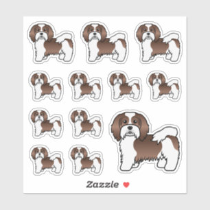 Chocolate und weiße Havanese süße Cartoon-Hunde Aufkleber