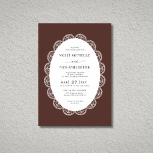 Chocolate & White Spitze Rustikale Hochzeit im Sti Einladung