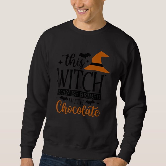 Chocolate  Witch Chocoholic Ladies Halloween Sweatshirt (Vorderseite)