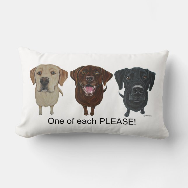 Chocolate, yellow and black Labrador Retriever Lendenkissen (Vorderseite)