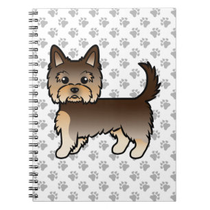 Chocolate Yorkshire Terrier Cartoon Hund & Pfoten Notizblock