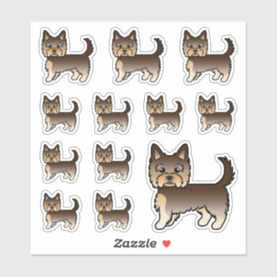 Chocolate Yorkshire Terrier Cartoon Hunde Aufkleber