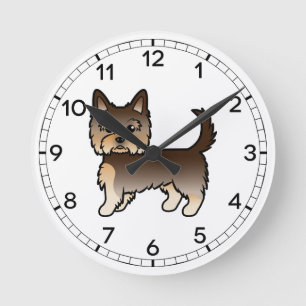 Chocolate Yorkshire Terrier Yorkie Cartoon Hund Runde Wanduhr