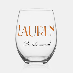 Chocolatebraun 3D Elegant Brautjungfer Name Weinglas Ohne Stiel