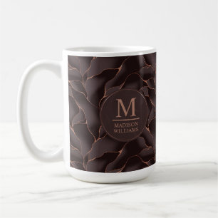 Chocolatebraun- und Roségold abstraktes Wellenmust Kaffeetasse