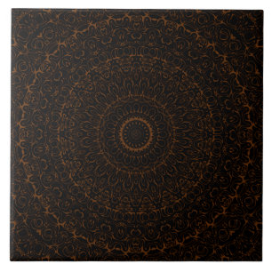 Chocolatebrauner Mandala mit komplizierter Symmetr Fliese
