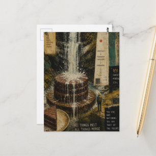 Chocolatekuchen-Wasserfall Surreal Mixed Media Postkarte