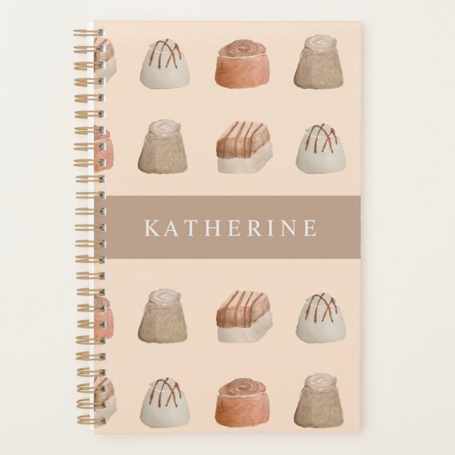 Chocolates Watercolor Art Pattern Planner Planer (Vorderseite)