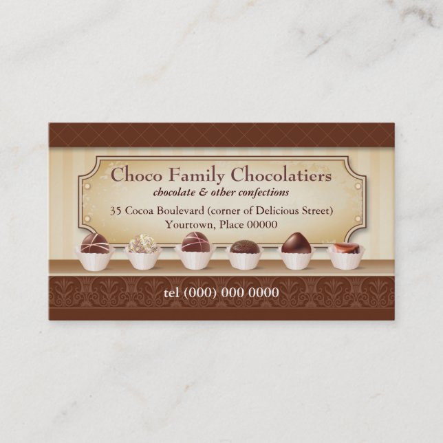Chocolatier Anzeigen-Zähler-Visitenkarte Visitenkarte (Vorderseite)