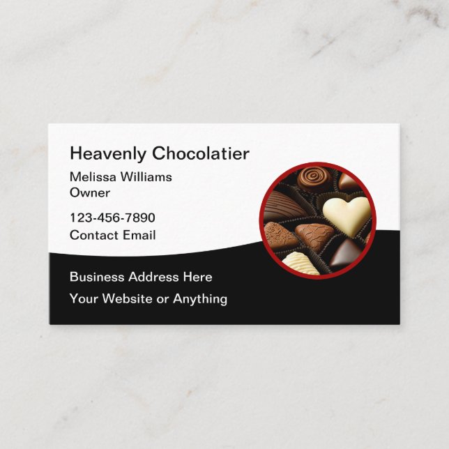 Chocolatier Chocolat Thème Cartes de visite (Devant)