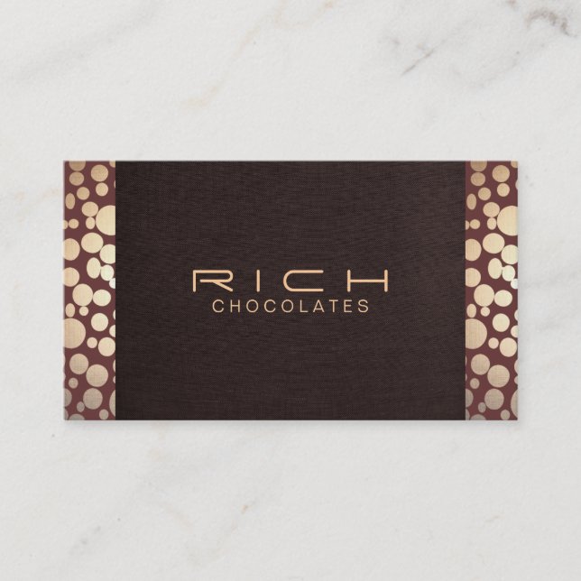 Chocolatier Eleganbraun und Gold Visitenkarte (Vorderseite)
