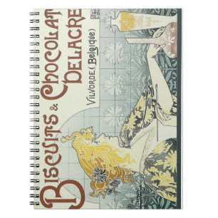 Chocoloate Art Nouveau Frau Notizblock