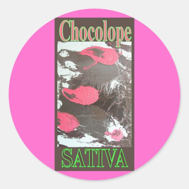 CHOCOLOPE SATIVA RUNDER AUFKLEBER (Vorderseite)