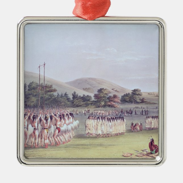 Choctaw Ball-Spiel Tanz, 1834-35 Silbernes Ornament (Vorne)