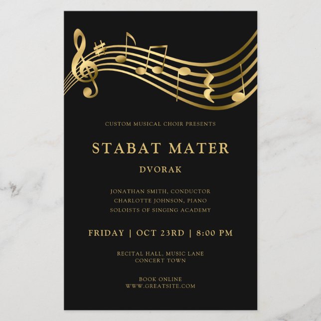 Choir Concert Flyer Template Elegante Musiknoten (Vorne)
