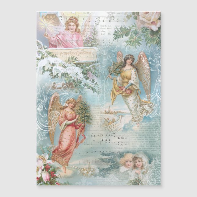 Choir of Vintage Weihnachts-Angels Collage Magnetkarte (Vorderseite)