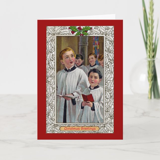 Choirboys singen Weihnachtslieder Feiertagskarte (Vorderseite)