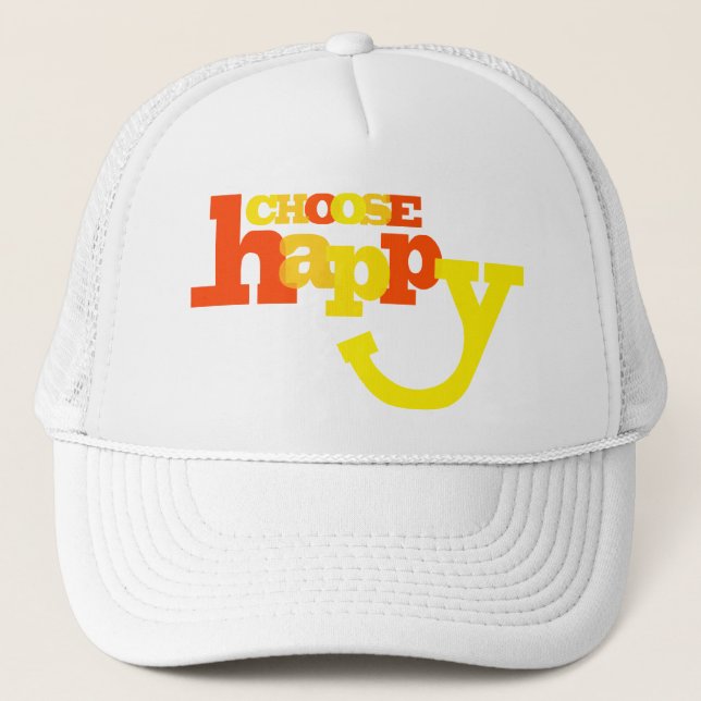 Choisir un casquette graphique jaune orange heureu (Devant)
