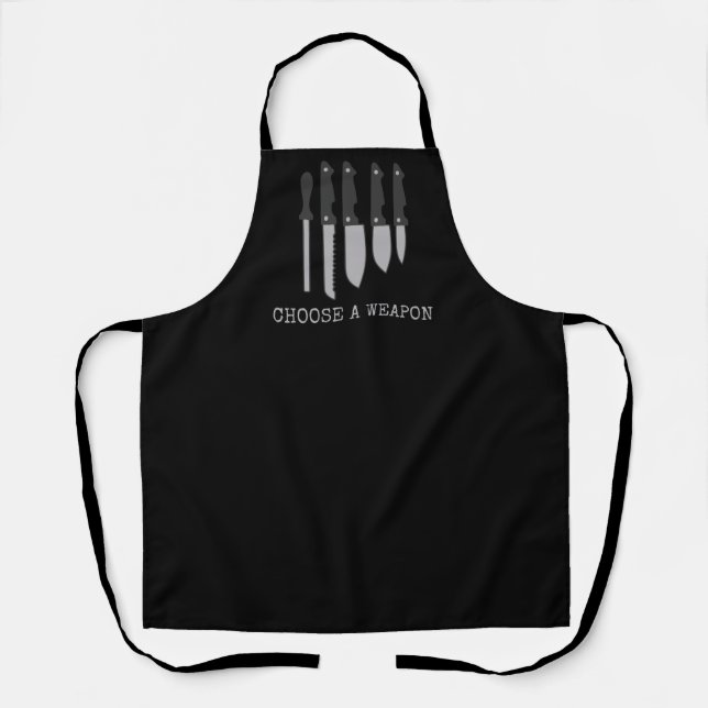 Choisir une arme Noir Drôle Tablier Cuisine (Recto)