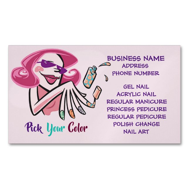 Choisissez votre couleur ongle Salon Carte de visi (devant)