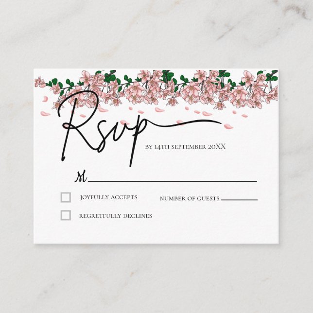 choix de repas floral roux carte RSVP (Devant)