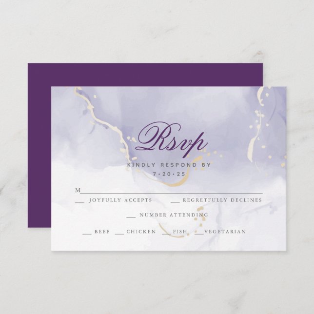 Choix de repas RSVP | Lilac Aquarelle (Devant / Derrière)