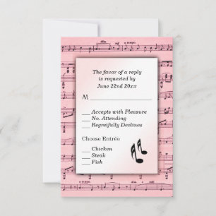 Choix du menu RSVP de musique en feuille rose