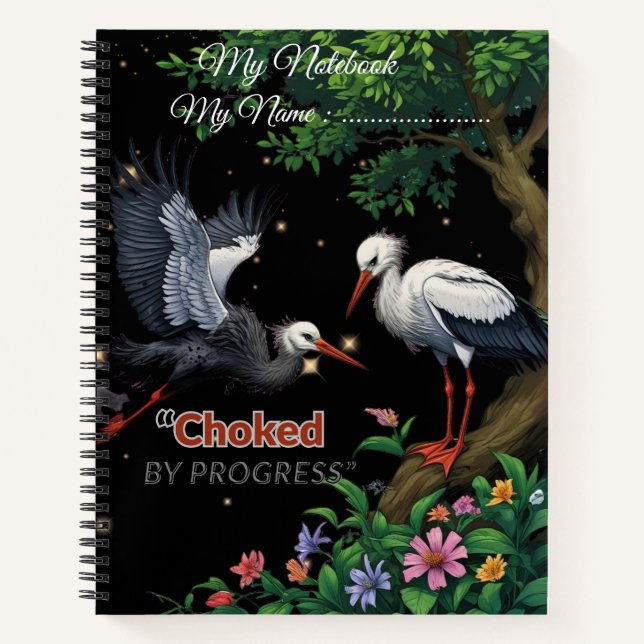 Choked by Progress – Climate Awareness Notebook Notizbuch (Vorderseite)