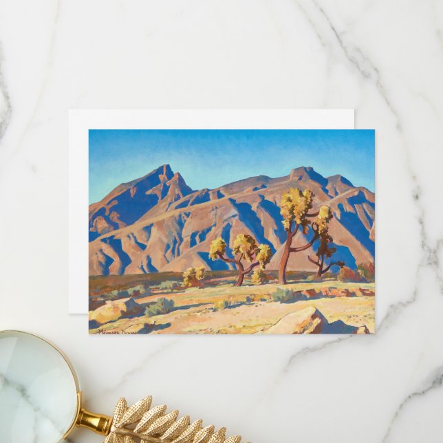 Chollas gegen die Berge von Maynard Dixon Dankeskarte (Vorderseite/Rückseite Beispiel)