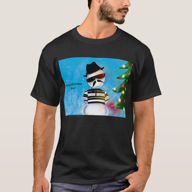 Cholo Snowman FoChristmas Tree Lights Snow T-Shirt (Vorderseite)