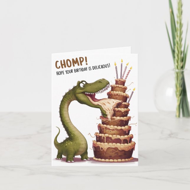Chomp Dinosaur Geburtstagskarte Karte (Vorderseite)