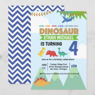 Chomp Stomp Growl Kids (jedes Alter) Dinosaurier G Einladung