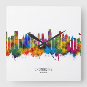 Chongqing China Skyline Quadratische Wanduhr