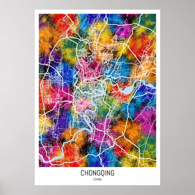 Chongqing China Stadtplan Poster (Vorne)
