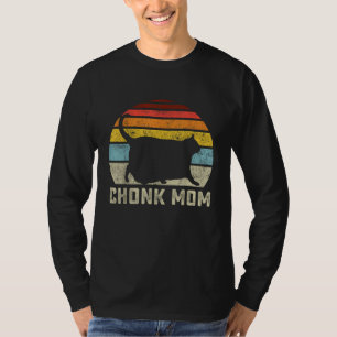 Chonk Cat Mama Scale Meme Funny Retro Style Mommy T-Shirt