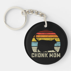 Chonk Cat Mom Waage Meme Lustiger Retro-Stil Mutti Schlüsselanhänger