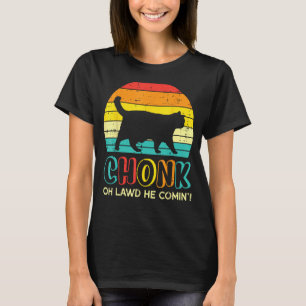 Chonk Fat Cat Meme Sunset Black Kitten Männer Frau T-Shirt