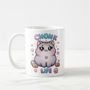 CHONK LIFE CAT - Kawaii Style Cat Design Kaffeetasse