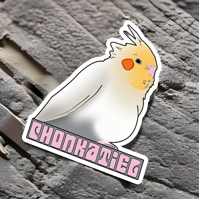 Chonkatiel Funny Cockatiel Niedlich Fluffy Pudgy B Aufkleber (Funny chonky Cockatiel sticker)