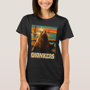 Chonkers Lustiger Seelöwe Retro-Strandurlaub T-Shirt